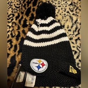 New Era Black and White Striped Women's Beanie